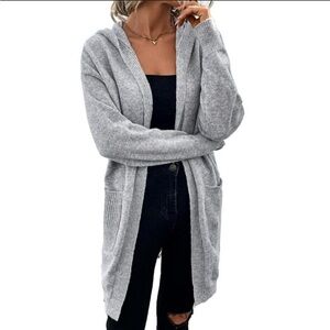 Peyton Primrose Gray Hooded Sweater Cardigan Women’s Size Medium